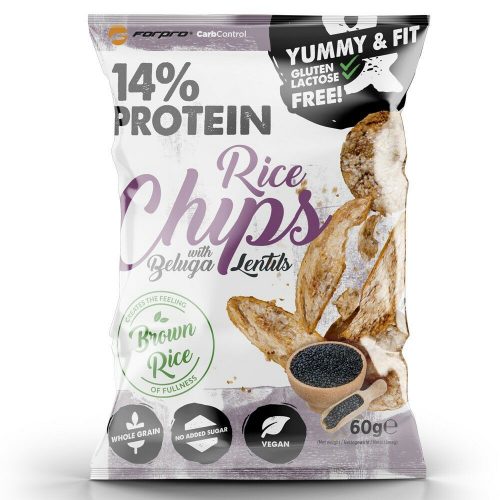 FORPRO Brown Rice Chips With Black Lentil 18x60g (beluga lencsével)