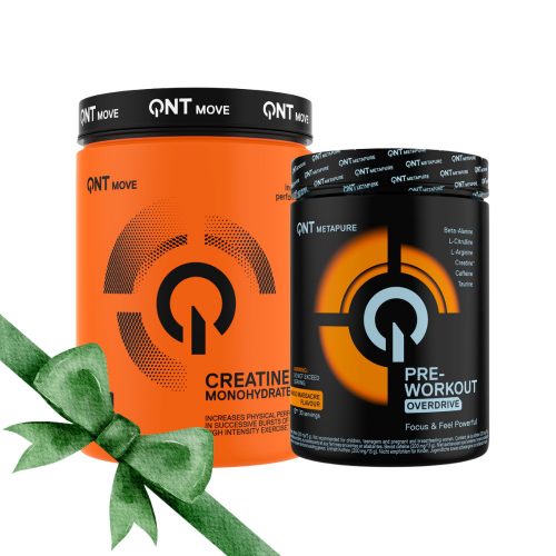 QNT Creatine Monohydrate Pure 800g + Ajándék QNT Pre Workout Overdrive Mango Massacre 390 g